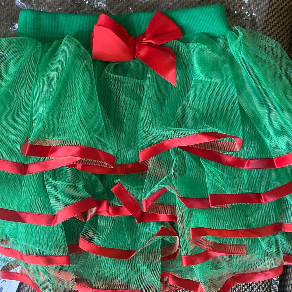 Festive Green and Red Tutu Skirt girls 2-3T